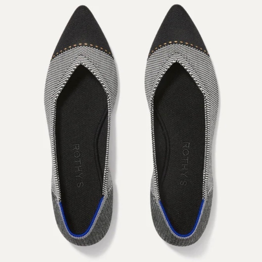 Rothy's Black, Gray & Blue Pointed Toe Flats